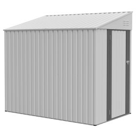 4 FT -7 FT Lean-To Storage Shed, Heavy-Duty Metal Outdoor Garden ,Bike Shed With Lockable Door, Easy Assembly Storage Solution (Option: White)