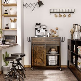 Rolling Kitchen Island Cart (Option: Rustic Brown-935x490x175 mm)