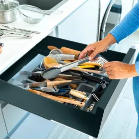 Pull Out Cabinet Organizer Carbon Steel Slide Out Drawer Storage Smooth Quiet Slide Rails For Kitchen Bathroom Living Room Black 11.81x16.92x2.75inch (Option: Black)