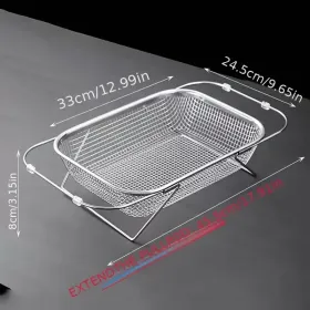 Expandable Stainless Steel Kitchen Sink Drain Basket - Adjustable Dish, Bowl & Cutlery Washing Rack With Space-Saving Design, Drains Forks, Knives, Fr (Option: Large)