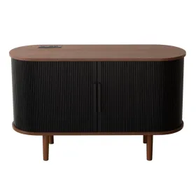 Fralimk Sideboard Buffet Cabinet With Storage, Modern Fluted Storage Cabinet For Dining Room, Tambour Door Console Table For Living Room, Office Stora (Option: Black)