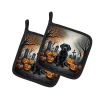 Black Labrador Retriever Spooky Halloween Pair of Pot Holders Kitchen Heat Resistant Pot Holders Sets Oven Hot Pads for Cooking Baking BBQ