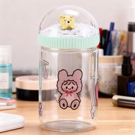 Cartoon Bear Glass Bottle 350ml (Option: Green)