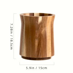 Rotating Wooden Kitchen Utensil Holder - Reclaimed Acacia Wood Jar, Suitable For Spatulas, Cooking Tools, And Kitchen Accessories - Rustic Countertop (Option: Large)