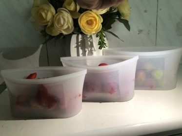 3pcs Reusable Silicone Food Storage Bags, Sandwich Snack Bags Zip Container Safe (Option: White)