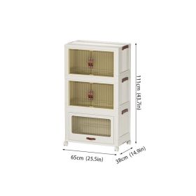 Baby Safety Transparent Opening Lid Indoor Home Decoration Storage Cabinet With Wheels (Option: Large Size 3Layer)