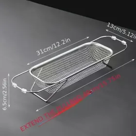 Expandable Stainless Steel Kitchen Sink Drain Basket - Adjustable Dish, Bowl & Cutlery Washing Rack With Space-Saving Design, Drains Forks, Knives, Fr (Option: Small)